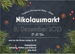 Evangelische Kirchengemeinde Widdert - Solingen Nikolausmarkt 8. Dezember 2023 17 - 21 Uhr Hobbykünstler Getränke, Waffeln, Grillwurst Live-Musik
